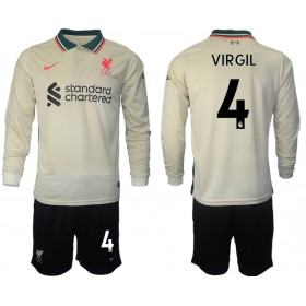 Koszulka Liverpool Virgil van Dijk 4 Dziecięcy Wyjazdowe Stroje Piłkarskie 2021/22 Długi Rękaw